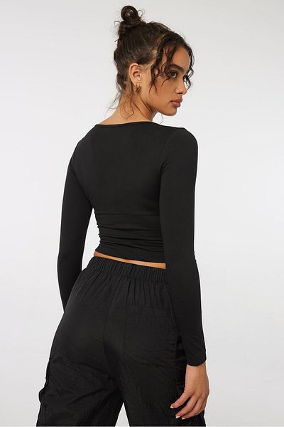 Ardene Long Sleeve Deep V-Neck Top