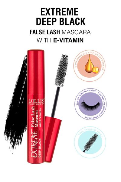 Lollis Extreme Deep Black False Lash Mascara / Yoğun Siyah Maskara /yoğun Siy...