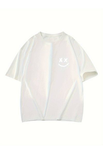 MOONBULL Μπλουζάκι Unisex Oversize με στάμπα με χαμογελαστό πρόσωπο
