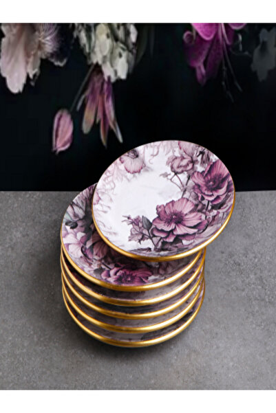 Keskinbıçak Seramik Pasta Tabağı 6 lı Purple