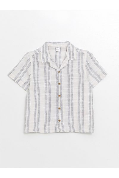 LC Waikiki Striped Resort Collar Short Sleeve Shirt for Baby Boy
