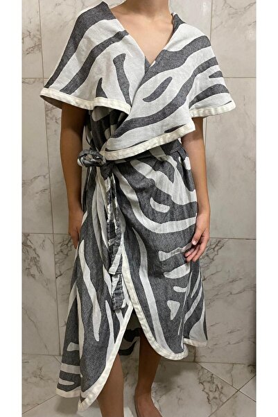 çeyizimhome plaj elbisesi çift taraflı dalga desenli elbise- beachwear-pamuklu