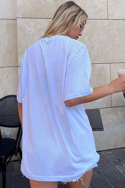 Swist White Angel nyomott oversize női póló