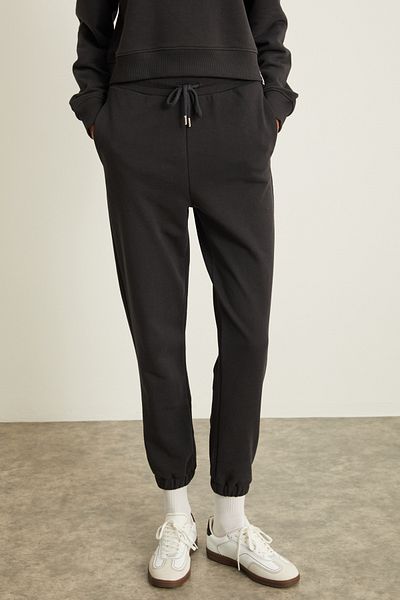 GRIMELANGE NENEH Damen-Jogginghose mit 3 Fäden, 100 % Bio-Baumwolle, elastisches Bein, Kordel, Anthrazit