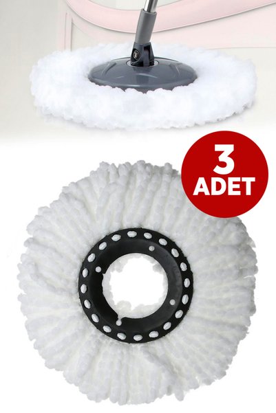 y yalçıntaş hacıömeroğulları Döner Başlıklı Mop Yedeği Ucu 3 Lü Set Mikrofiber