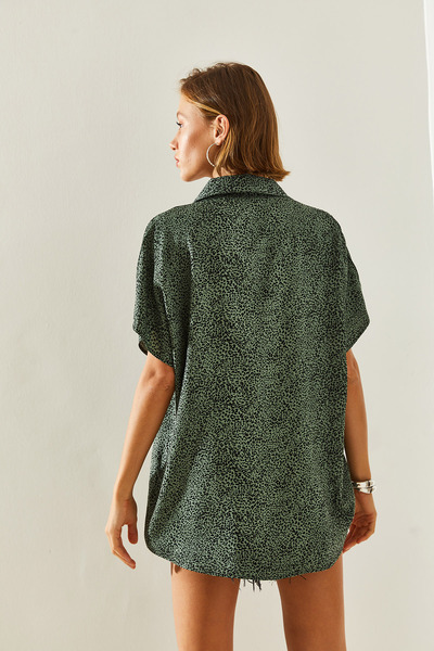 Bianco Lucci Viszkóz mintás női ing - rövid ujjú, modell 40831005