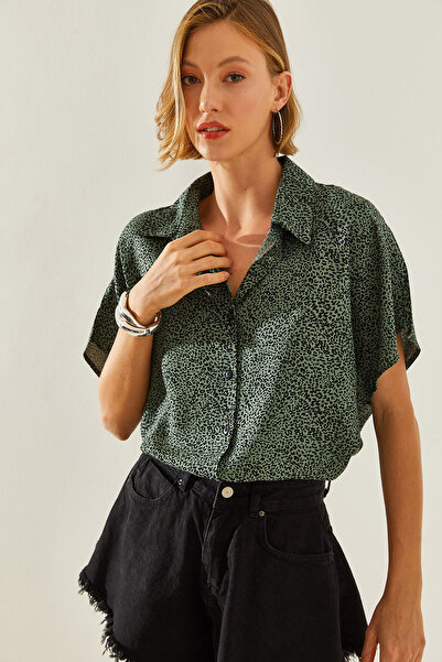 Bianco Lucci Viszkóz mintás női ing - rövid ujjú, modell 40831005