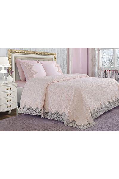 Bi Moda 6 Piece French Lace Blanket Set - with Dowry Box