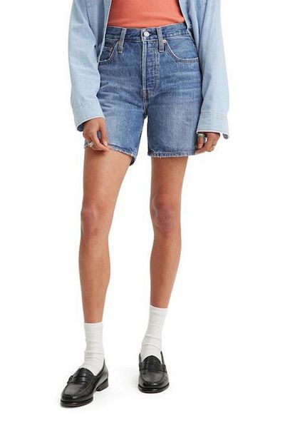 Levi's Pantaloni scurți albaștri pentru femei 501 Mid Thigh - 85833-0053