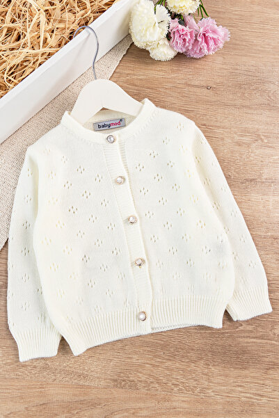 Babymod Self Patterned Button Detailed Baby Girl Knitwear Cardigan