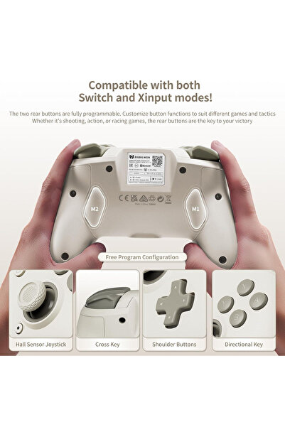 GD34 Choco Kablosuz Oyun Kolu Pastel Gri Nintendo Switch PC Windows Android Ios Uyumlu