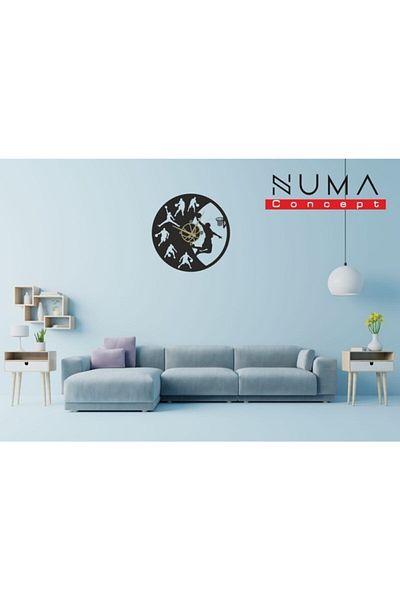Numa Concept Basketball Sports Wall Clock Mdf Wall Decoration Laser Cut 32X32 cm