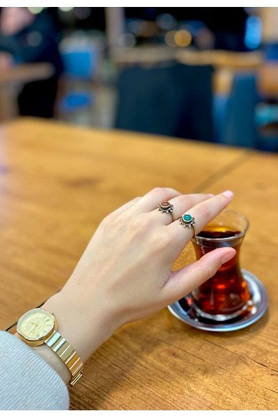 Akik Diyarı النحاس الأخضر العقيق حجر زهرة الشكل تعديل الدائري