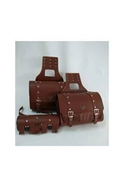 Prosev Motorsiklet Deri Çanta Kahverengi 3’lü Set