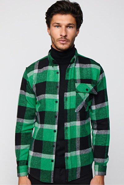 Tudors Cămașă pentru bărbați, slim fit, cu mânecă lungă, cu guler cu nasturi, cu un singur buzunar.