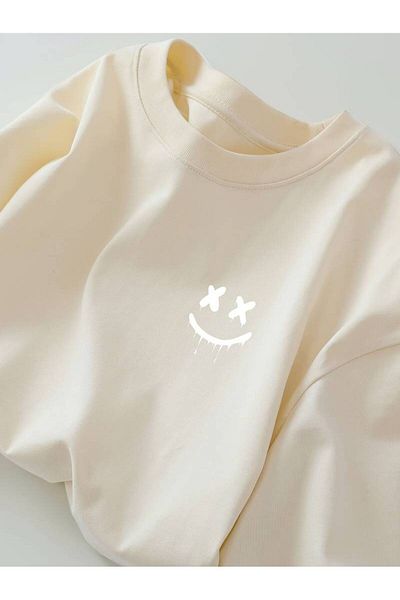 MOONBULL Μπλουζάκι Unisex Oversize με στάμπα με χαμογελαστό πρόσωπο