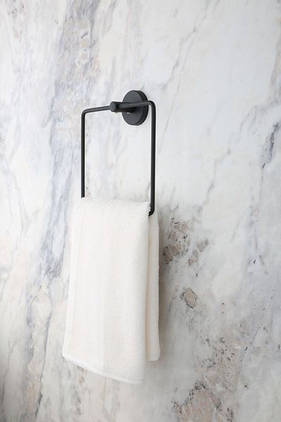 evina Bathroom Accessory Set Square Towel Holder Coverless Toilet Roll Holder - Black
