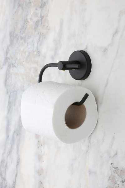 evina Bathroom Accessory Set Square Towel Holder Coverless Toilet Roll Holder - Black