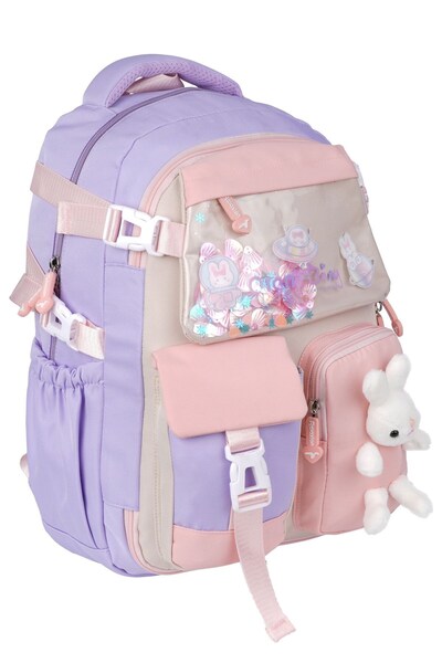 GENC DIJITAL BASKI Lilac Multi-Eye NEW STYLE Primary School Bag