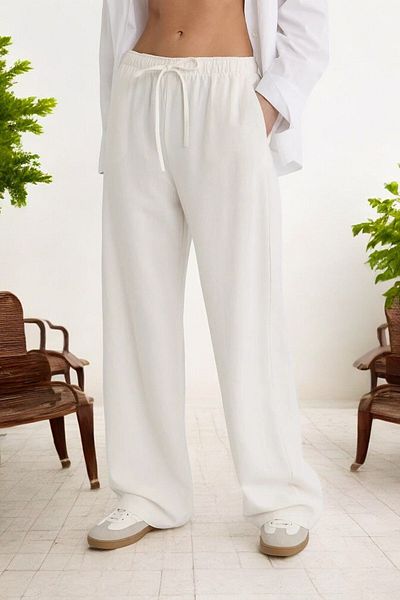HAKKE Loose Cut Linen Blend Pants