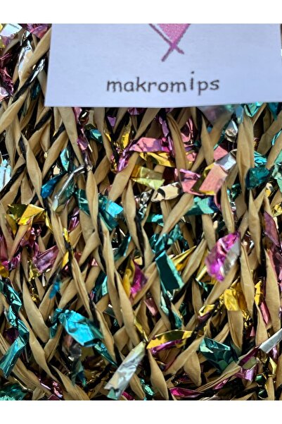 Makromİps Premıum Metalik Confeti Kâğıt Rafya Ip(50gr/m+-5)Simli Parlak Abiye Polyester Çanta Şapka Örgü ipi