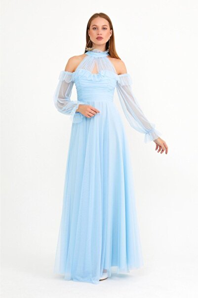 BK BOUTİQUE Tül Uzun Abiye Elbise