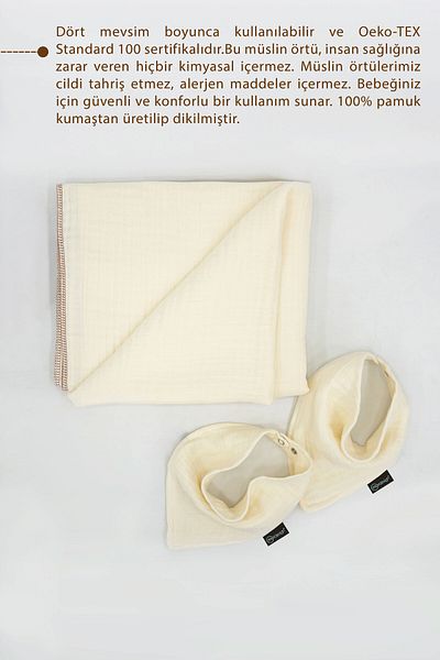 mordesign 4 Layer 100% Cotton Muslin Baby Blanket - Baby Swaddle, Muslin Cover and 2-Piece Bib Set