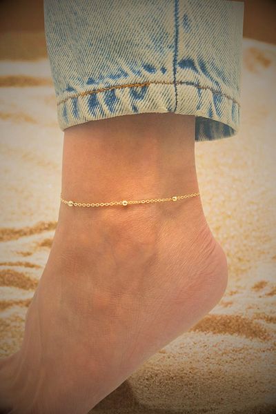 PlnDesign Gold Colored Stylish Anklet - Summer Fashion, Beach Jewelry, Casual Elegance