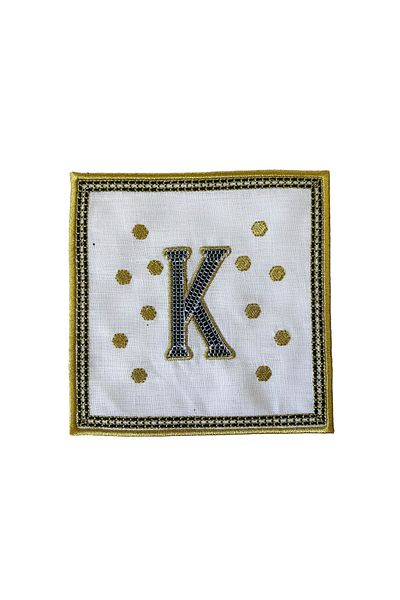 ge living Tiled Margot ́K ́ Letter Cocktail Napkin (1 Piece)