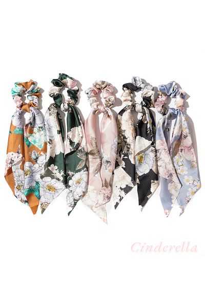 Cinderella Scrunchie din satin cu model kaki - țesătură de lux elegantă, clemă de cauciuc cu eșarfă, clemă de păr pentru femei