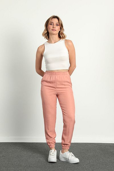 ModaPlaza Women's Linen Trousers - Elastic Legs