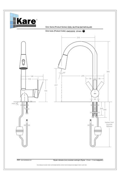 KARE Omega Mix Black Spiral Sink Faucet with End Head