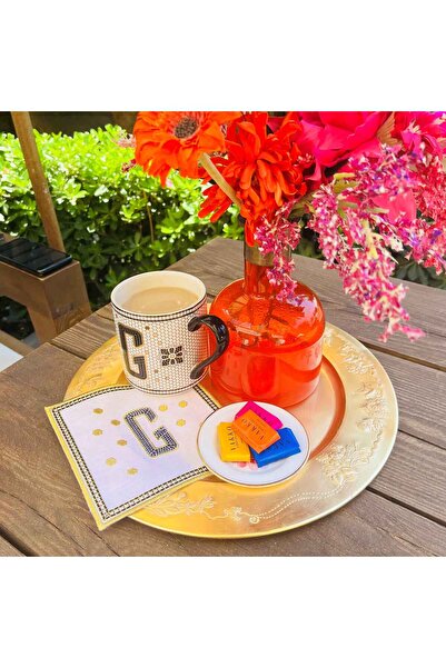 ge living Tiled Margot ́M ́ Letter Cocktail Napkin (1 Piece)