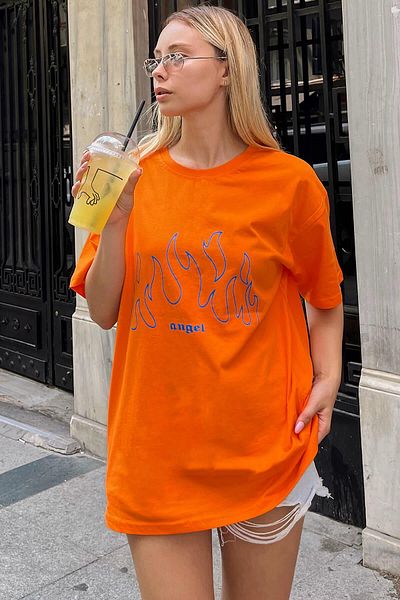 Swist Oversize dámské tričko Orange Angel Printed