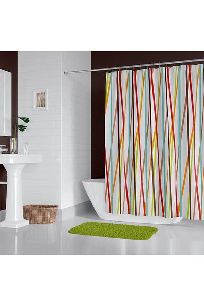 Zethome 2x120x200 Κουρτίνα μπάνιου με μονό φτερό δαχτυλίδι δώρο - Καμπίνα ντους 6710