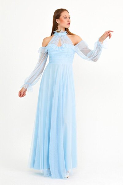 BK BOUTİQUE Tül Uzun Abiye Elbise