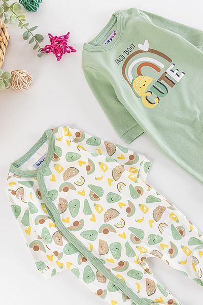 Babymod Figured Long Sleeve 2-Piece Baby Girl Jumpsuit Set