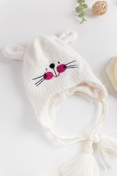 Babymod Rabbit Figured 1-4 Years Girl's Scarf Beanie Gloves Set