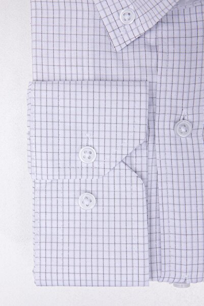 Tudors Erkek Big Size Büyük Beden Uzun Kollu Çizgili Beyaz Gömlek