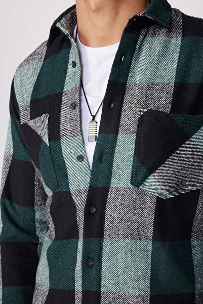 Tudors Slim Fit Uzun Kollu Kareli Çift Cepli Kışlık Oduncu Erkek Gömlek