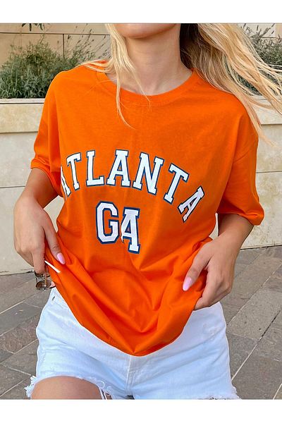 Swist Oranžové oversize dámské tričko Atlanta Printed