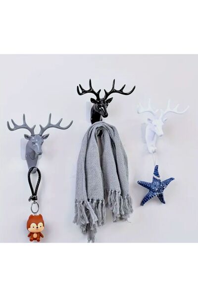Generic Brand Deer Head Wall Hanger - 3 Different Colors - Perforation Free Hanging, Strong Load-Bearing Capacity