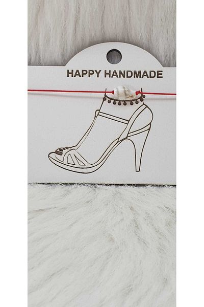 HAPPY HANDMADE Red Seashell Anklet Adjustable Gift Set