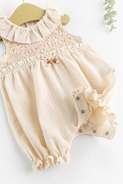 Babymod Frilly Collar Laced Summer Muslin Baby Girl Jumpsuit