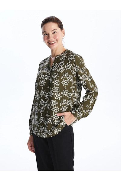 LC Waikiki LCW Grace - Print Women's Long Sleeve Leak Collar Blouse