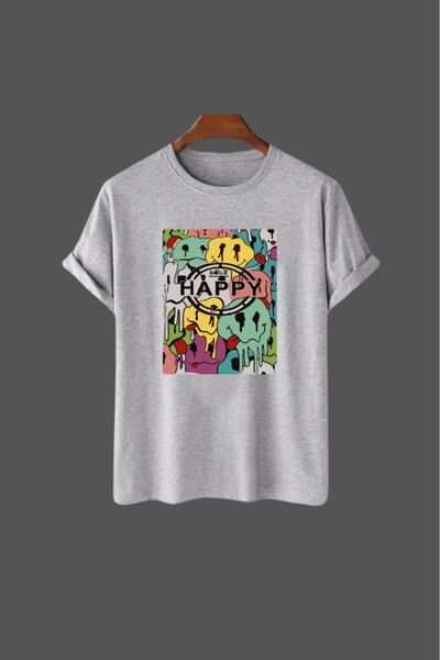 oneagılyazı Tricou oversize unisex cu imprimeu Happy