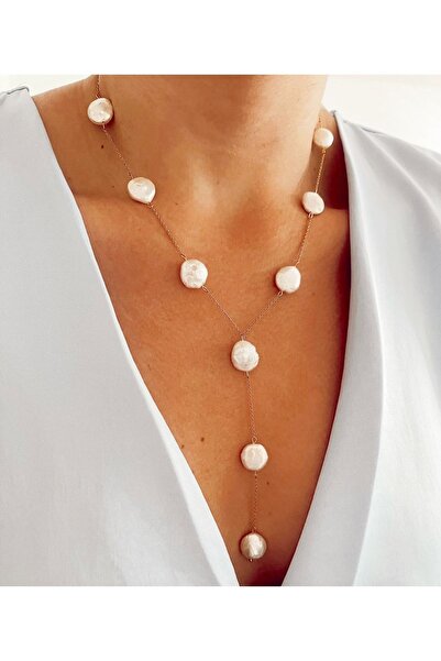 Hazeran accessories Gerçek İncili Uzun Modern Kolye