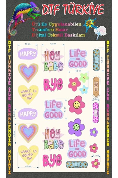 DTF BASKI Hazır A4 Transfer Baskı -etiket Baskı-dijital Tekstil Baskı-ütü Ile...