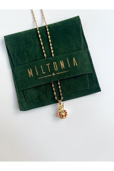 Miltonia Apple Steel Necklace - Zircon Stone Detail