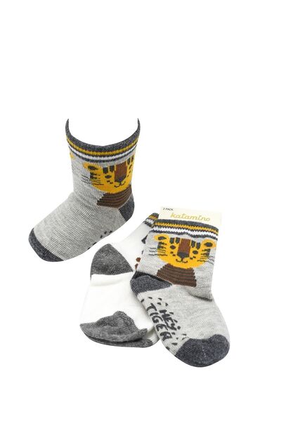 Katamino جوارب للأولاد الصغار مضادة للانزلاق بمقبس النمر| K44038-2